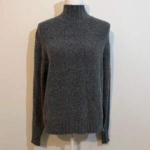 Columbia Women’s Gray Bouclé Mock Neck Button Shoulder Sweater Medium